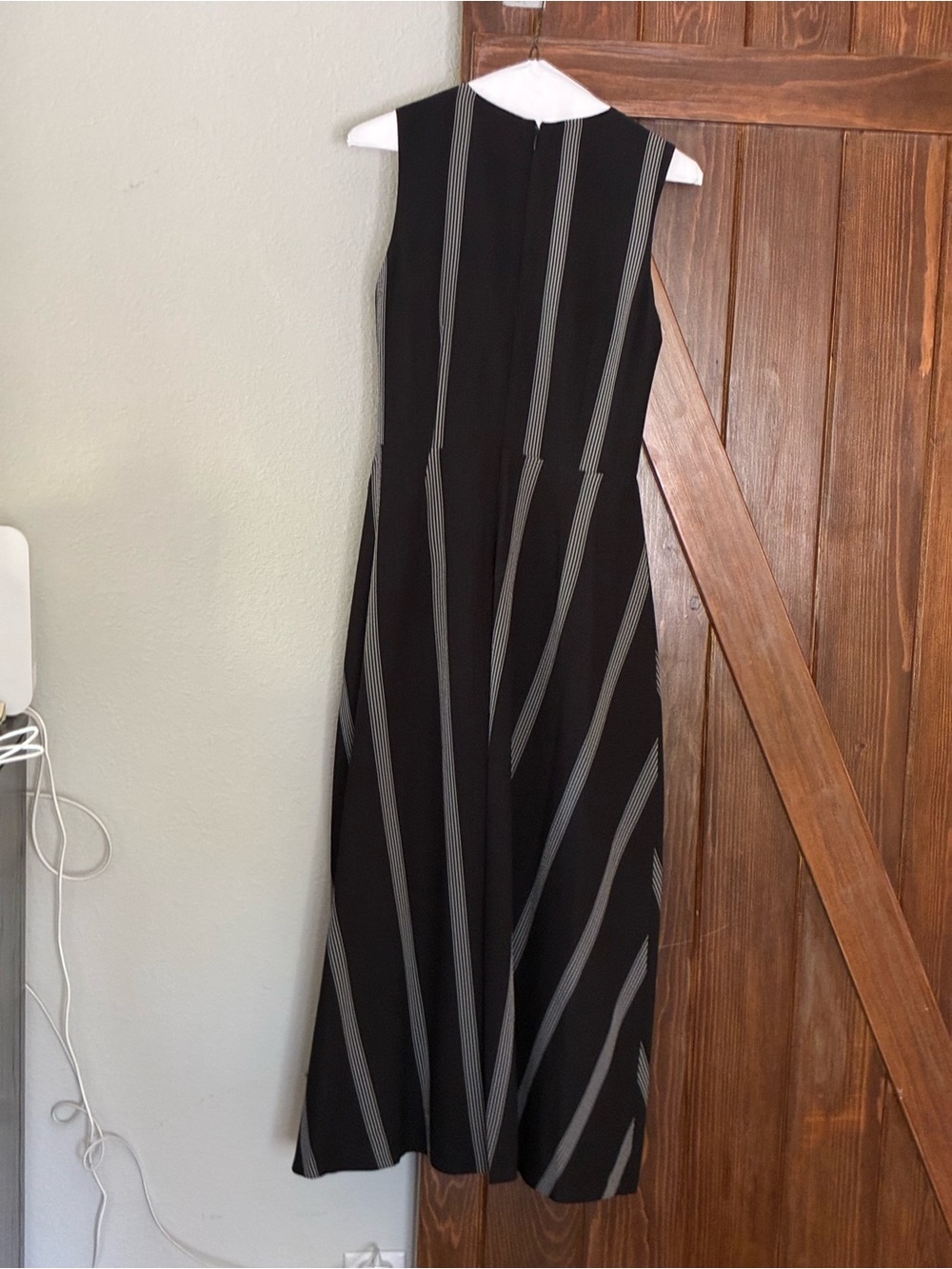 Calvin Klein Black Midi Dress with Gray Pinstripes